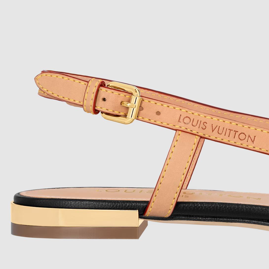  Giày Louis Vuitton Búp Bê Blossom Slingback Nữ Đen Quai Be